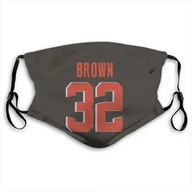 Men's Browns #32 Jim Brown Memorial & Home Patch Gold Jersey - All Stitched  - Nebgift